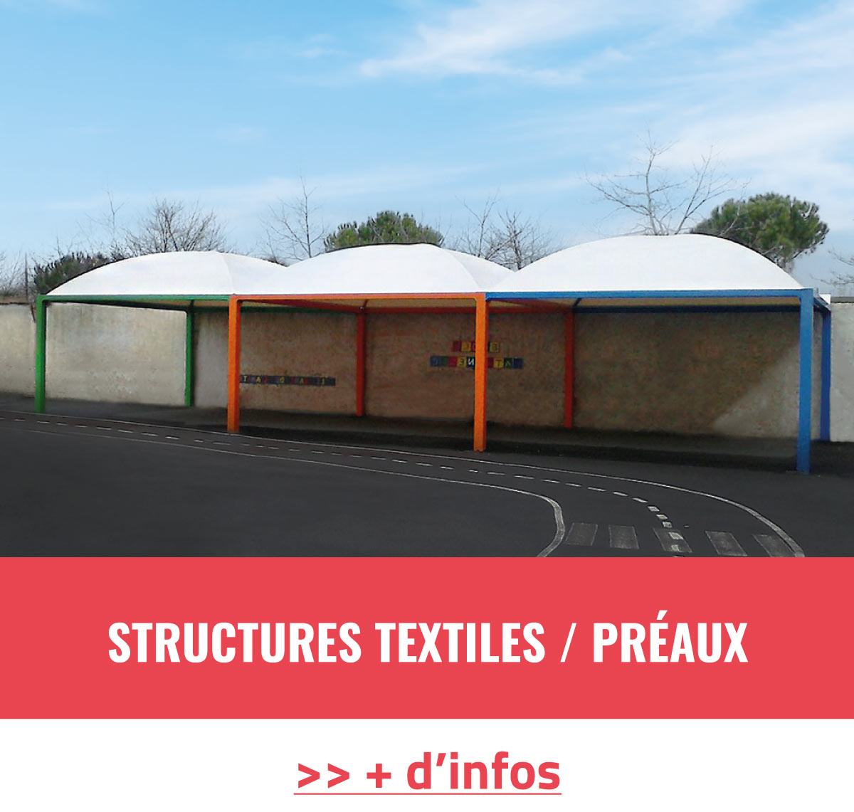 Structure-metallo-textile pour établissements scolaires